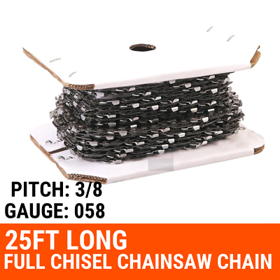 25ft Roll Chainsaw Chain 3/8 058 FULL Chisel + Breaker + Joiner Spinner Mender