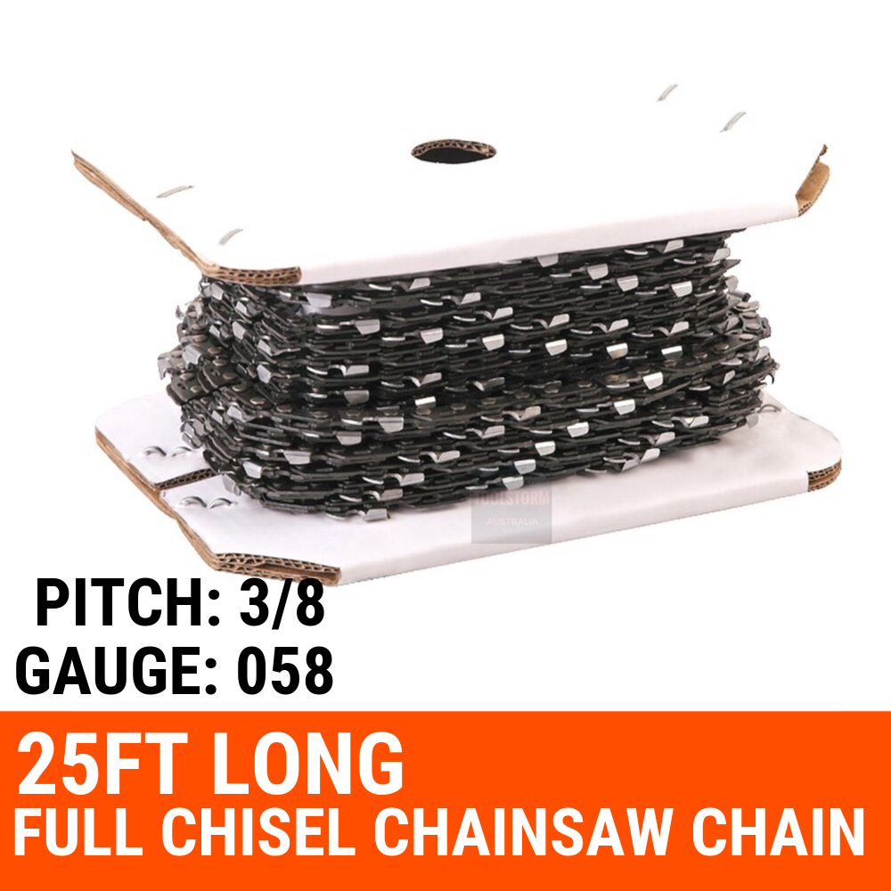 25ft Roll of Chainsaw Chain 3/8 058 FULL Chisel Fit RYOBI SHINDAIWA ...