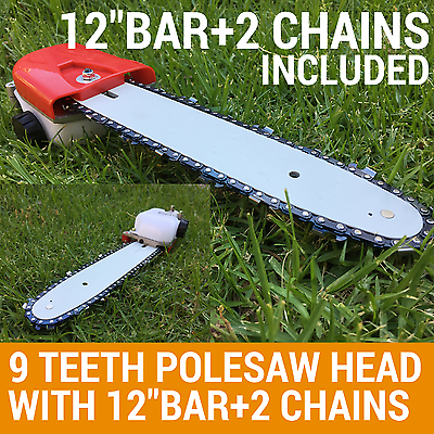 CHAINSAW/POLE SAW HEAD REPLACEMENT W/12"BAR+2CHAIN BRUSHCUTTER FIT ROK,ROCKWELL