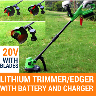 20V Lithium Grass Trimmer Lawn Grass Edge Brush Cutter w/ Blade & Wheels
