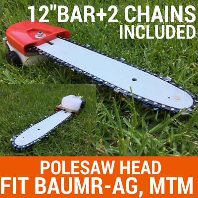 Chainsaw Attachment W/12" Bar+2chain For Pole Chain Saw Pruner Fit Baumr-AG, MTM