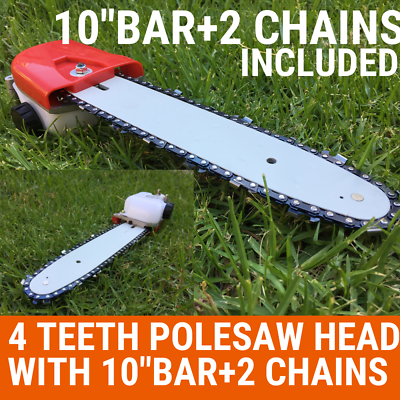 POLE CHAIN SAW HEAD 10" BAR+2CHAIN FIT VICTA STRAIGHT LINE TRIMMER BRUSH CUTTER