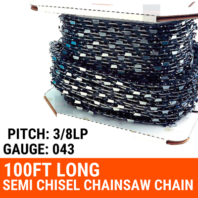 100ft Roll Chainsaw Chain 3/8LP 043 Semi Chisel+ Breaker + Joiner Spinner Mender