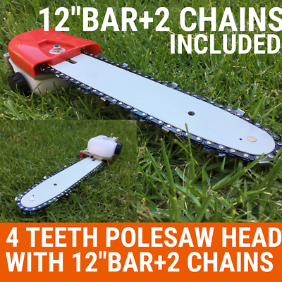 POLE SAW HEAD 12" BAR+2CHAIN Fit ECHO straight line trimmer brush cutter and PAS