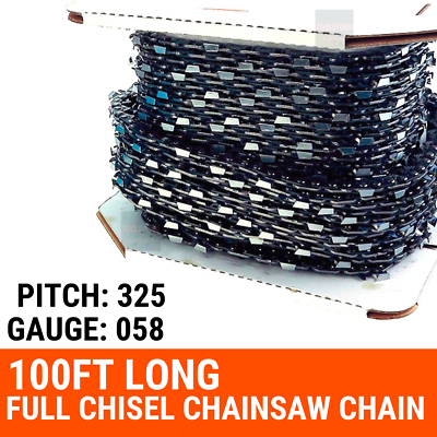 100ft Roll of Chainsaw Chain 325 058 FULL Chisel Fit RYOBI SHINDAIWA ...
