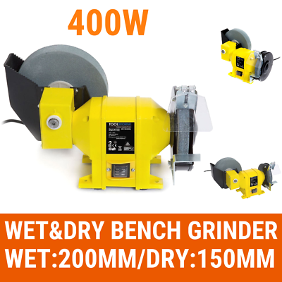 8" 6" Wet & Dry Bench Grinder 400W 200mm Knife Sharpener Power Tool Industries