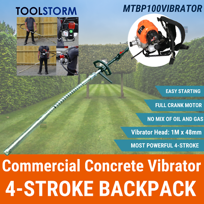 TOOLSTORM 4-STROKE BACKPACK Petrol Commercial Concrete Vibrator 48mm Hard Nose