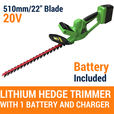 20V Cordless Hedge Trimmer Lithium-Ion Electric Garden Tool 22"/510MM,W/Battery