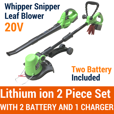 20V Lithium Cordless Leaf Blower Snipper Grass Trimmer 2PC Garden Tool 2 Battery