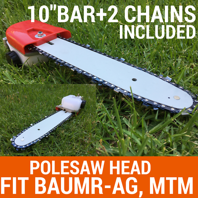 Chainsaw Attachment W/10" Bar+2chain For Pole Chain Saw Pruner Fit Baumr-AG, MTM