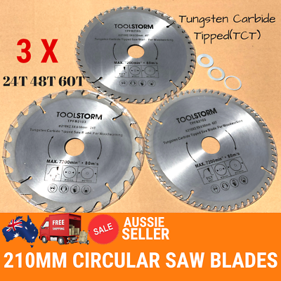 *3PC Circular Saw Blades 210mm 24T,48T,60Teeth 30MM BORE With 3 Reduction TCT