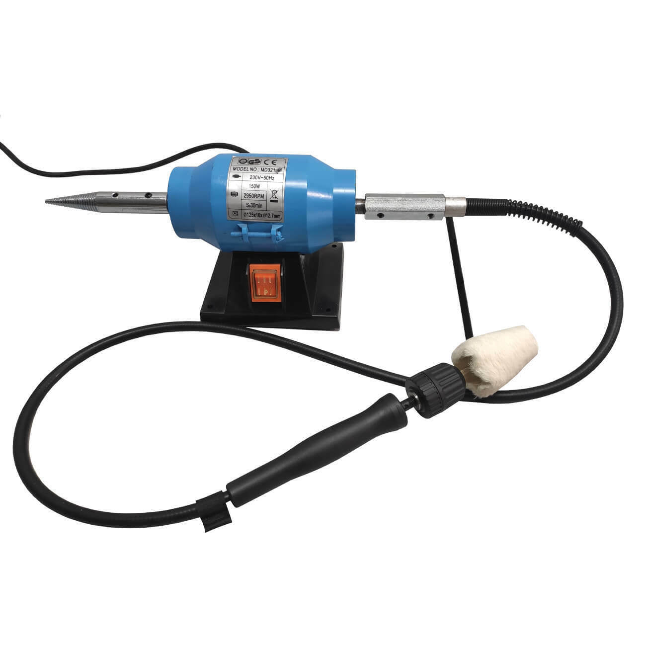 150mm 6" Bench Grinder Polisher With 6" Deluxe Metal Polishing Buffing Kit