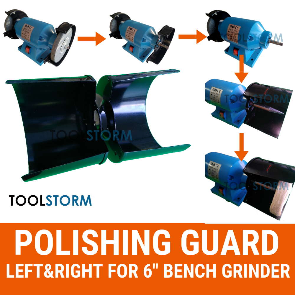 150mm Induction Bench Grinder & Metal Polishing Puffing Sander Kit & SafetyGuard