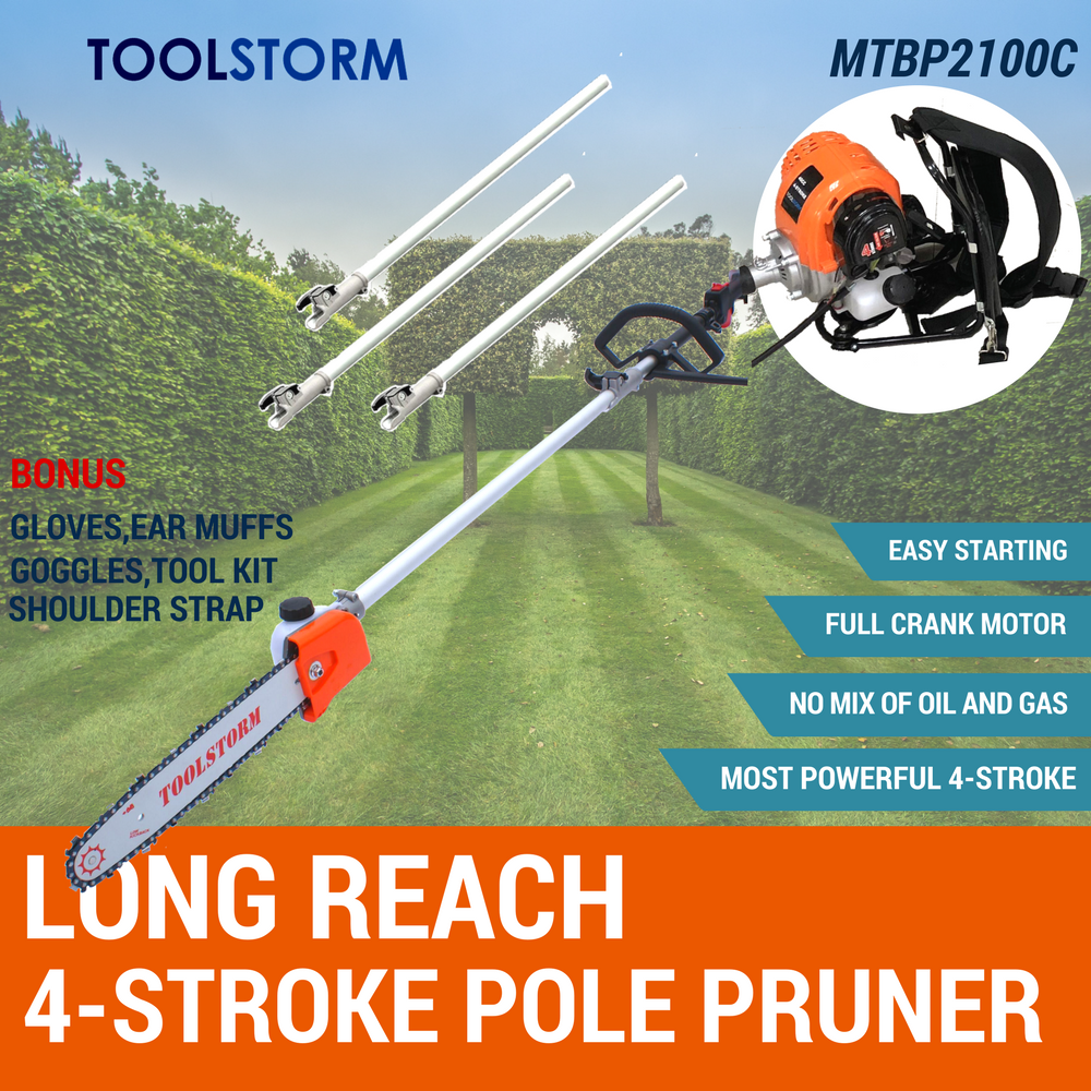 4-STROKE Long Reach Backpack Pole Chainsaw Hedge Trimmer Pruner Cutter Chain Saw