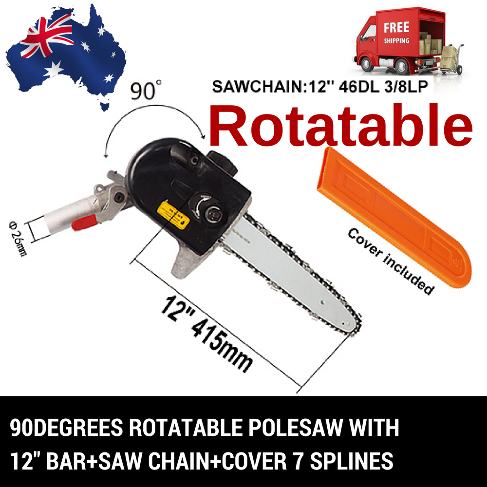 ROTATABLE POLESAW CHAINSAW HEAD W/BAR+CHAIN BRUSHCUTTER FOR BLACK EAGLE OZ STAR