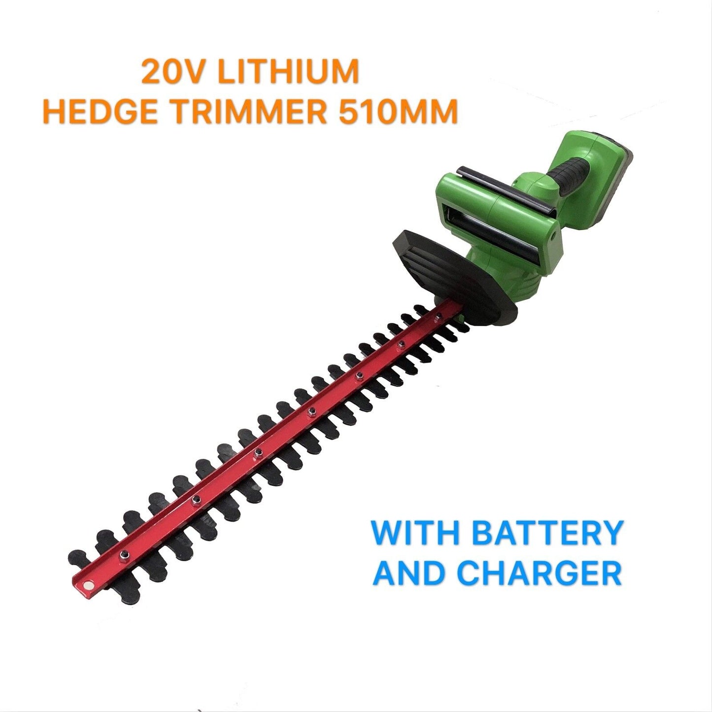 20V Cordless Hedge Trimmer Lithium-Ion Electric Garden Tool 22"/510MM,W/2Battery