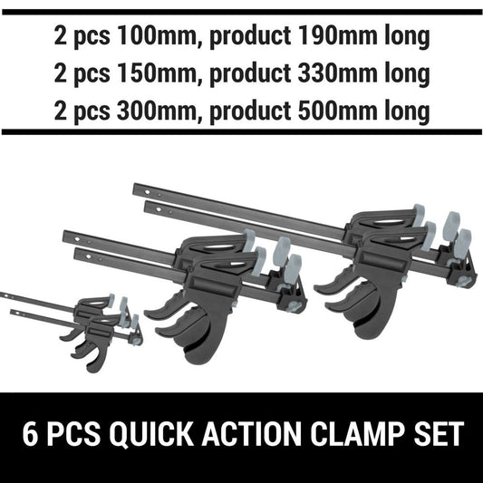 *6PCS QUICK-GRIP ONE HANDED BAR CLAMP F CLAMP HAND TRIGGER ACTION CLAMP 6PCS SET