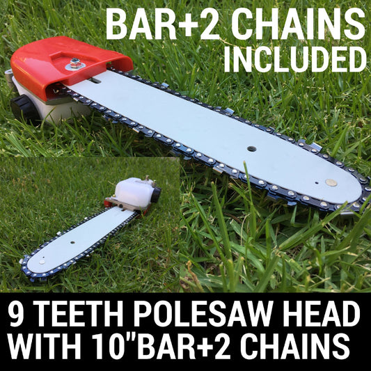 POLESAW CHAINSAW HEAD REPLACEMENT W/10"BAR+2CHAIN BRUSHCUTTER FIT ROK,ROCKWELL