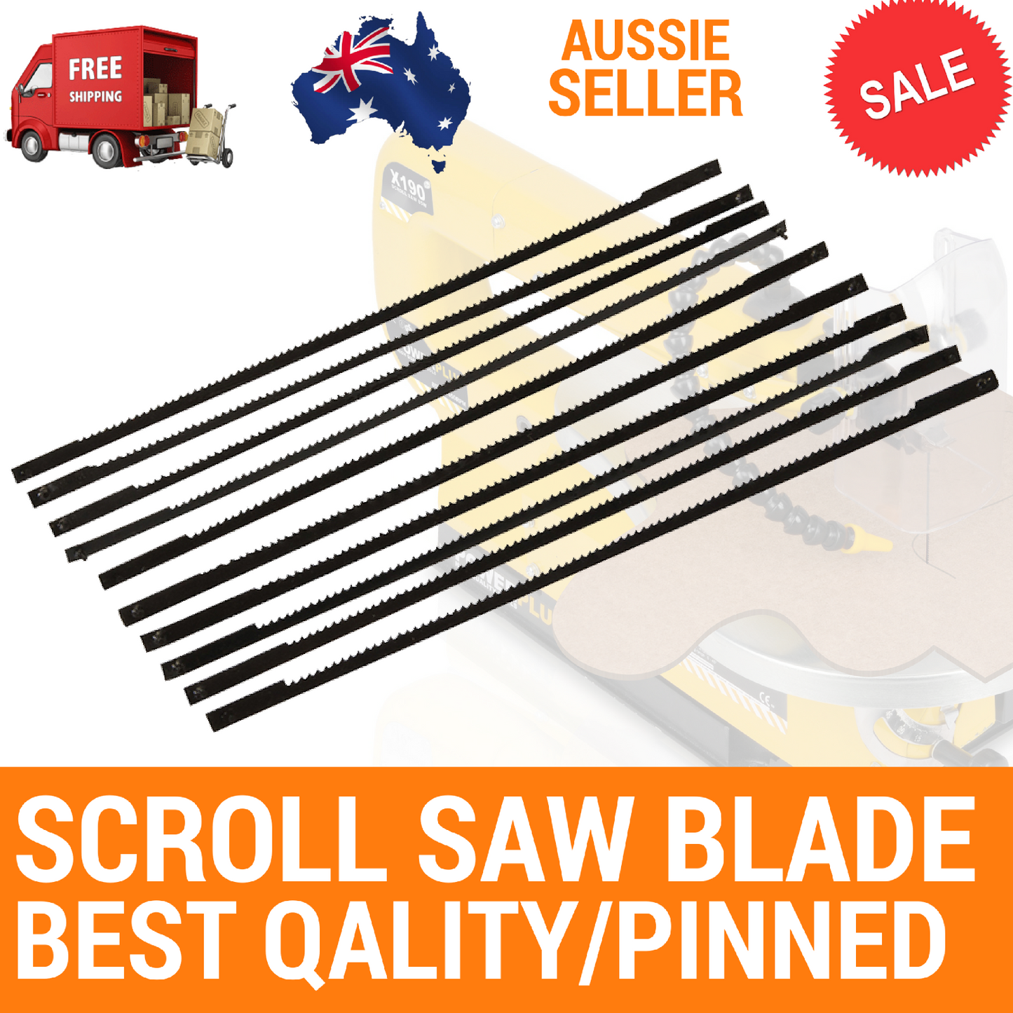 10PC SCROLL SAW BLADE,130MMX18TPI,PINNED,Ryobi 125W 405mm Scroll Saw RSW1240G