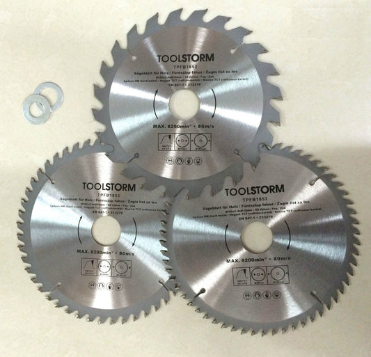 *3PC Mitre Saw Table Saw Blades 185mm 24T,48T,60Teeth 30MM BORE With 2 Reduction
