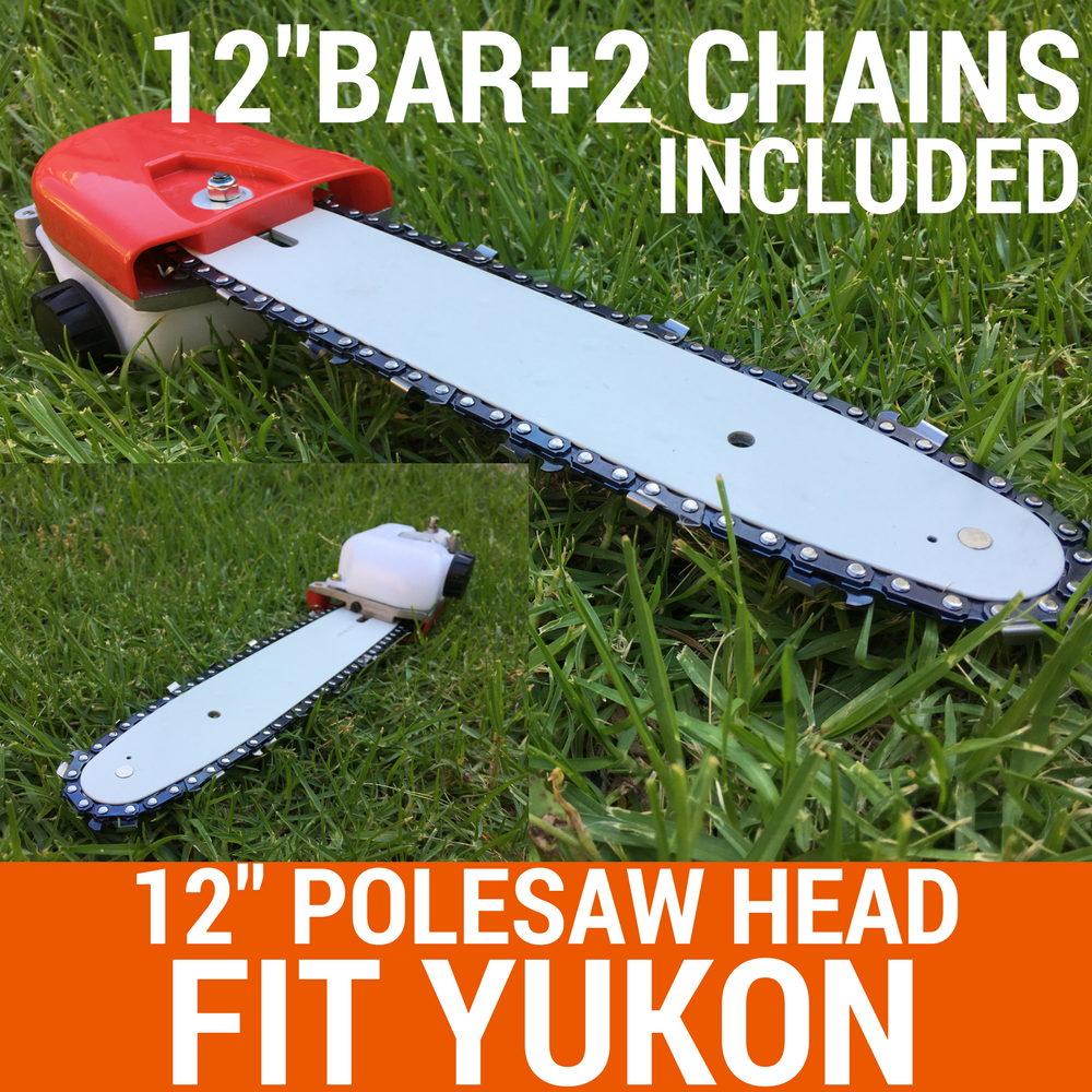 POLESAW CHAINSAW HEAD REPLACEMENT W/10" OR 12" BAR+2CHAIN BRUSHCUTTER FIT YUKON