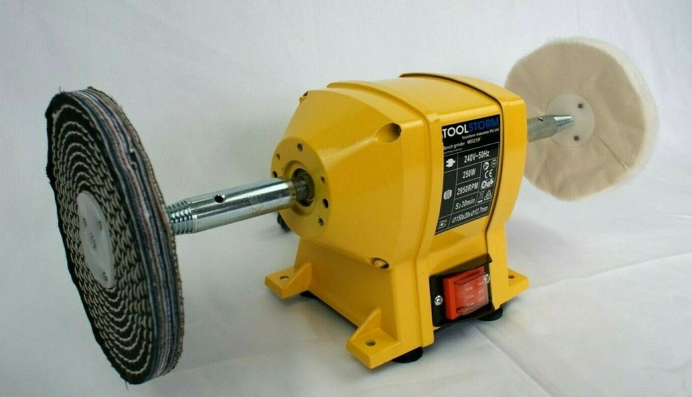 BENCH GRINDER 150MM INDUCTION HEAVY DUTY SHARPEN POLISHER & TAPERED SPINDLE SET