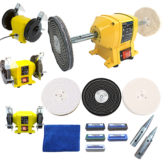 150mm Induction Bench Grinder Bench Polisher With 6" Metal Polishing Kit Machine