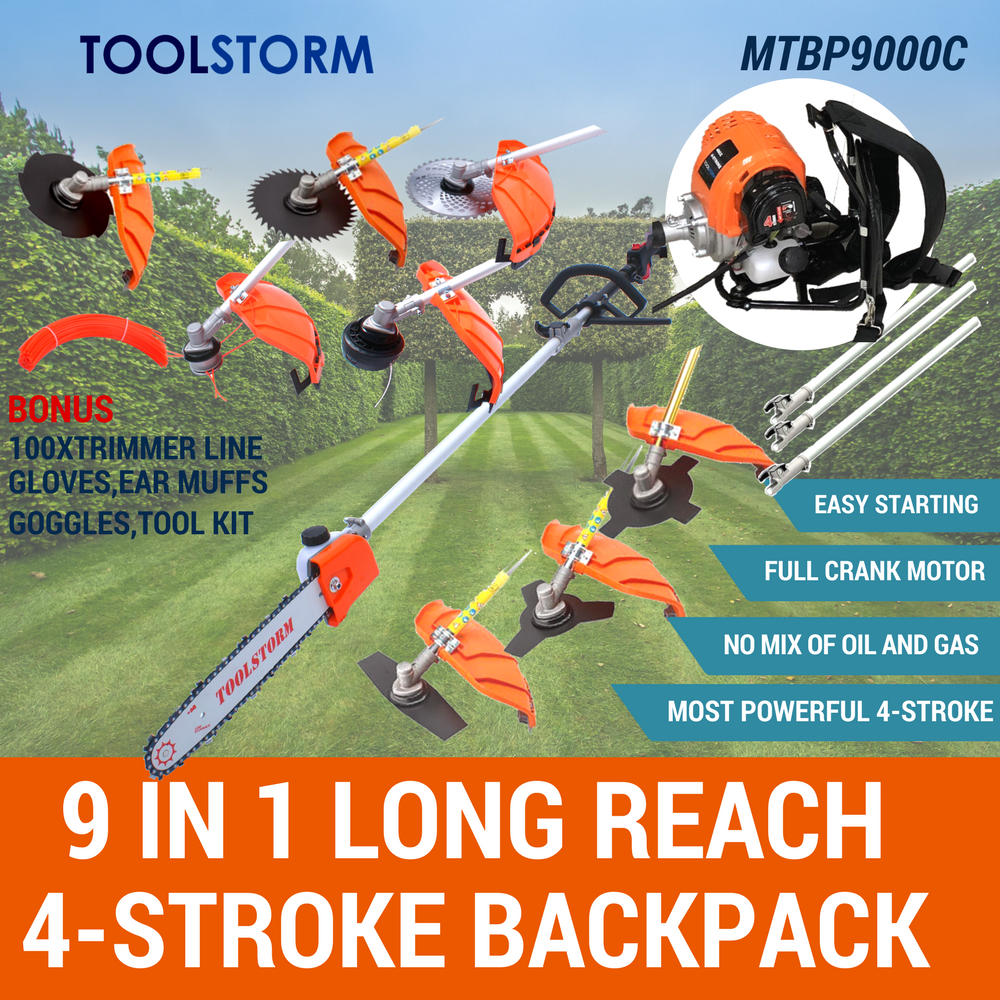 4-STROKE Backpack Pole Chainsaw Garden Pruner Saw Brush Cutter Whipper Snipper