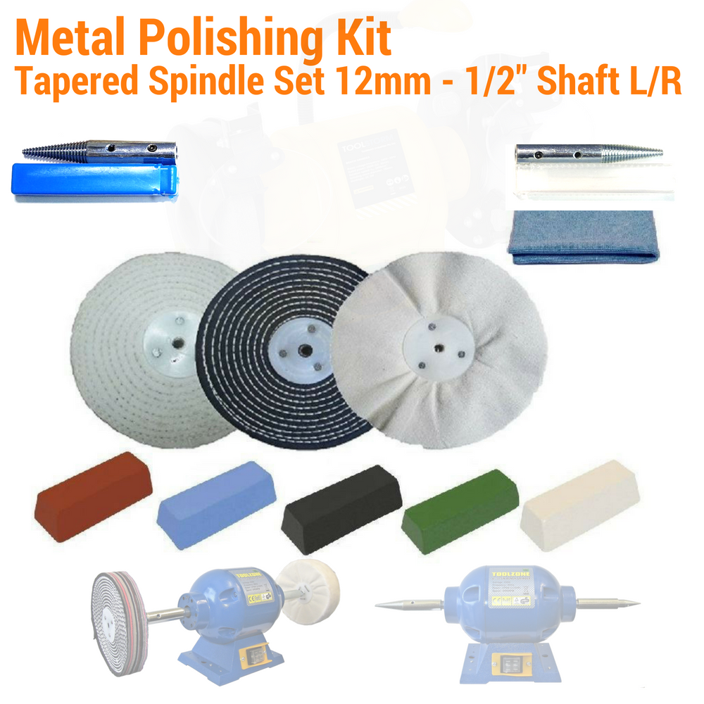 METAL POLISHING KIT BENCH GRINDER BUFFING WHEELS KIT 2 SPINDLES