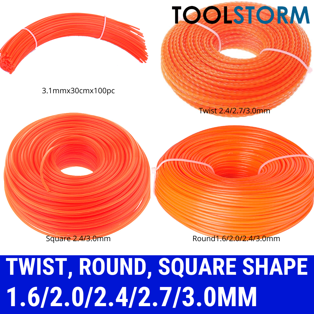 Twist, Round, Square Shape 1.6 2.0 2.4 3.0mm Trimmer line Whipper Snipper Cord