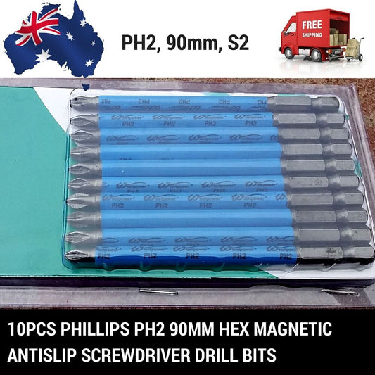 10pcs X Phillips PH2 70mm/90mm Hex Magnetic Antislip screwdriver Drill bits