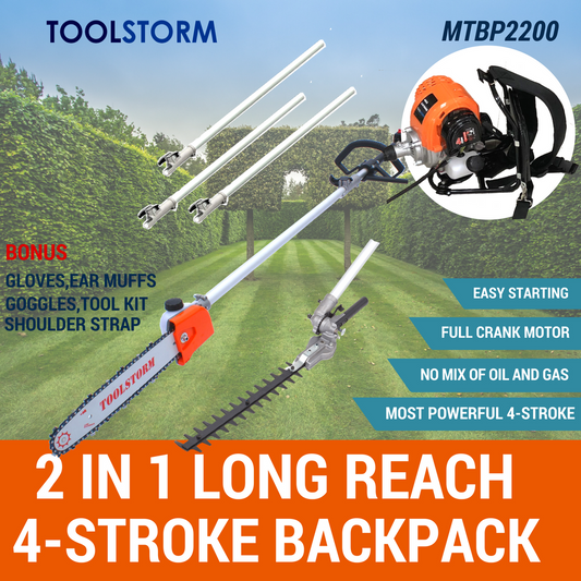 4-STROKE Long Reach Backpack Pole Chainsaw Hedge Trimmer Pruner Chain Saw Cutter