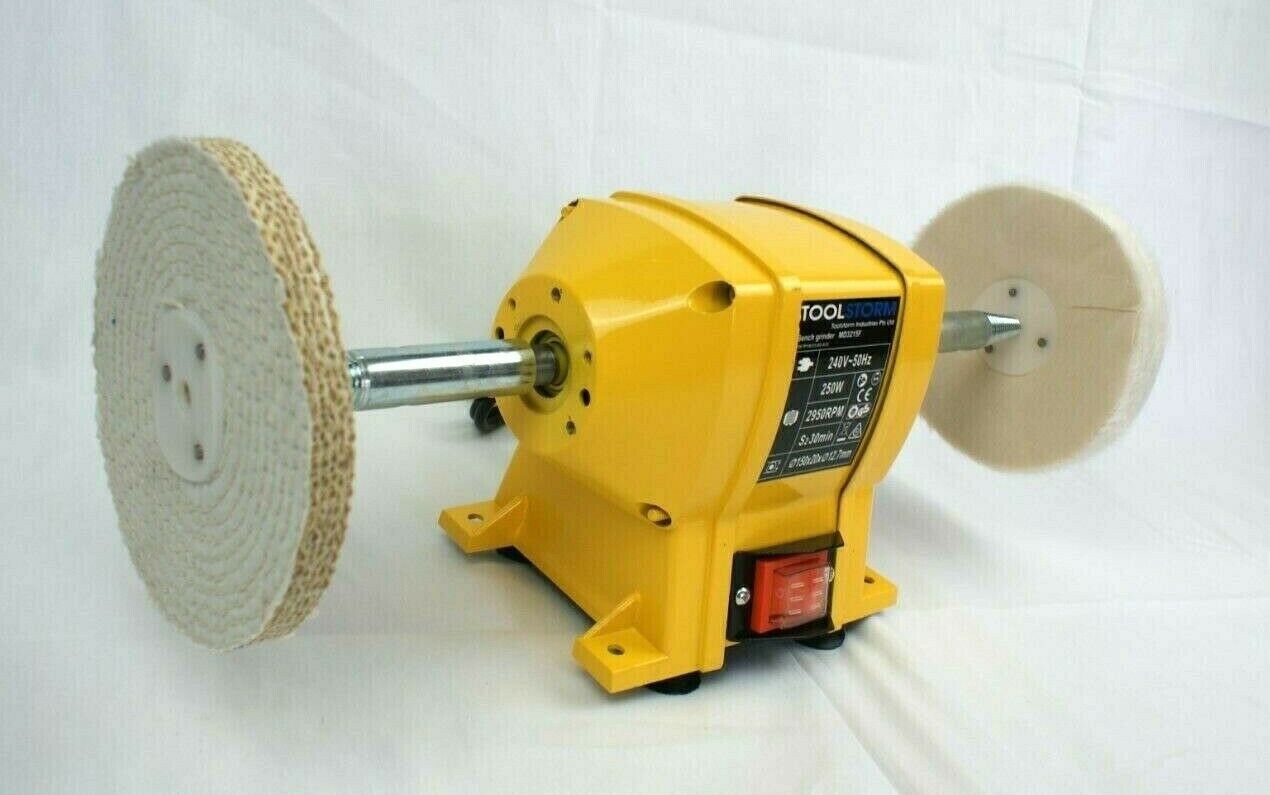 150mm 6" Bench Grinder Polisher With 6" Deluxe Metal Polishing Buffing Kit