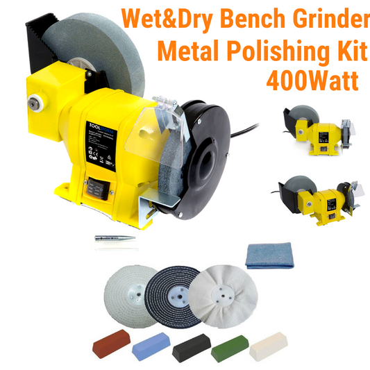8"/6" Wet Dry Bench Grinder 400Watt and 6" Metal Polishing Buffing Wheel Kit