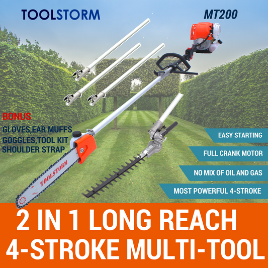 4-STROKE Long Reach Pole Chainsaw Hedge Trimmer Pruner Chain Saw Cutter Multi
