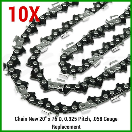 10X CHAINSAW CHAINS FOR ArmorBilt 62cc Petrol CHAINSAW 20" BAR .325 058 76DL