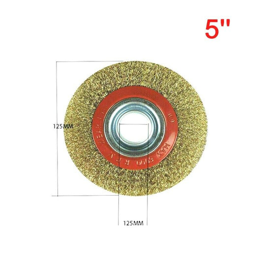 Rust Dirt Polish Brass Plated Steel Wire Brush Wheel 5″ 125mm For Bench Grinder