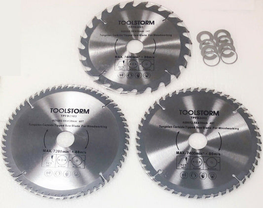 3PC Circular Saw Blades 200mm 24T,48T,60Teeth 30MM BORE With 8 Reduction TCT