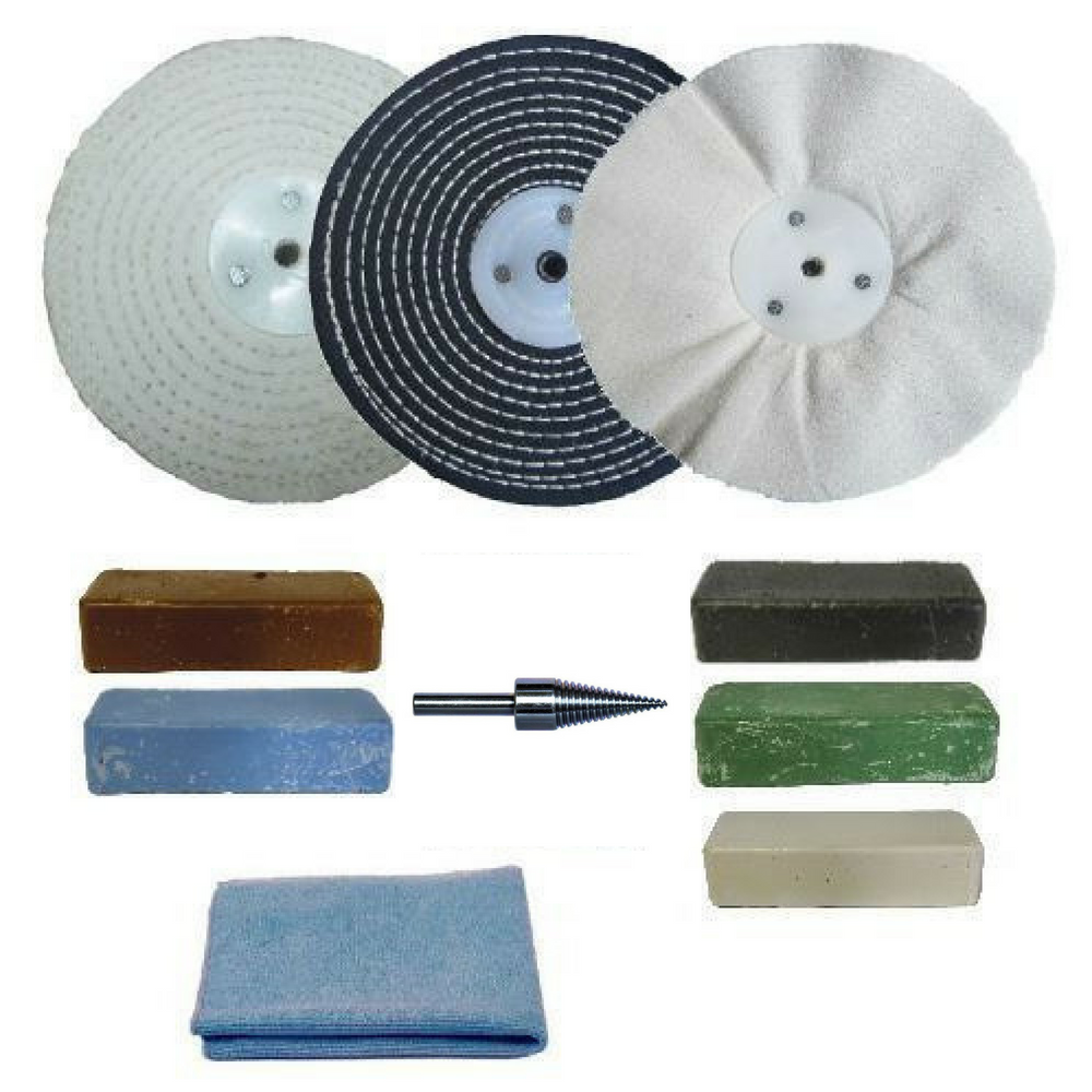 10pcs Polishing Kit Metal Polishing Buffing Wheel Compound 6" x 1/2" On Drill