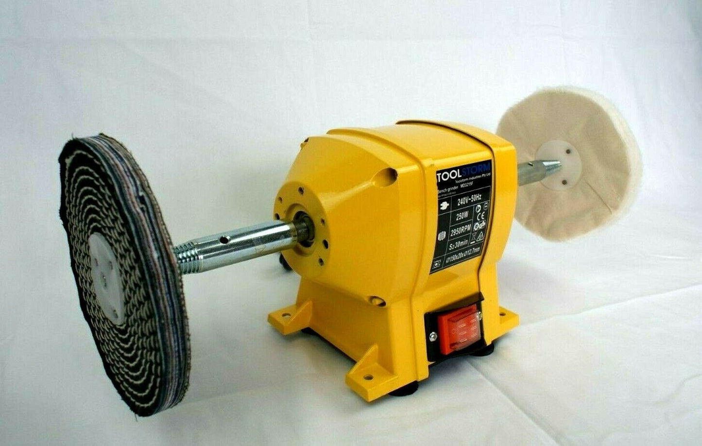 BENCH GRINDER 150MM INDUCTION HEAVY DUTY SHARPEN POLISHER & TAPERED SPINDLE SET