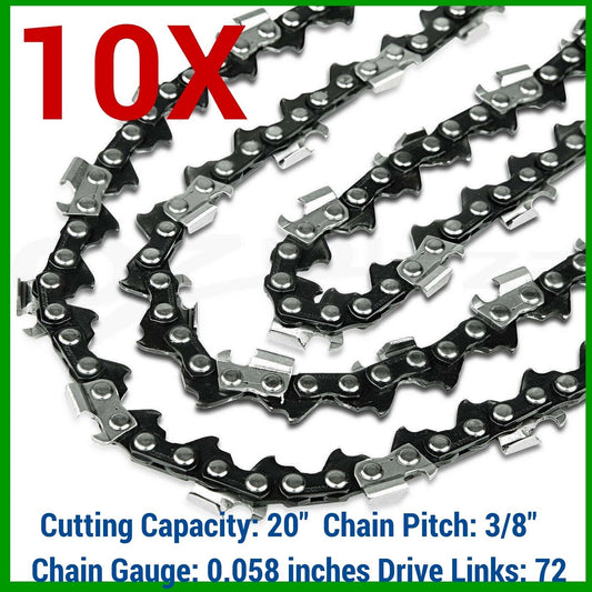 10X CHAINSAW CHAINS SEMI 3/8 058 72DL FOR HUSQVARNA 20" BAR 365 372 455 460 3120