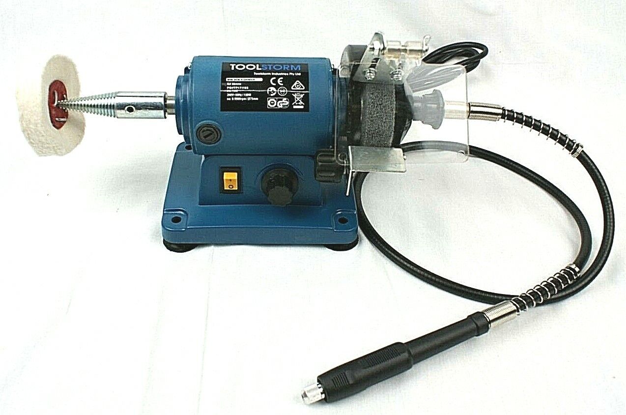 3" 150W Mini Bench Grinder Polisher With TOOLSTORM 3" Metal Polishing Kit