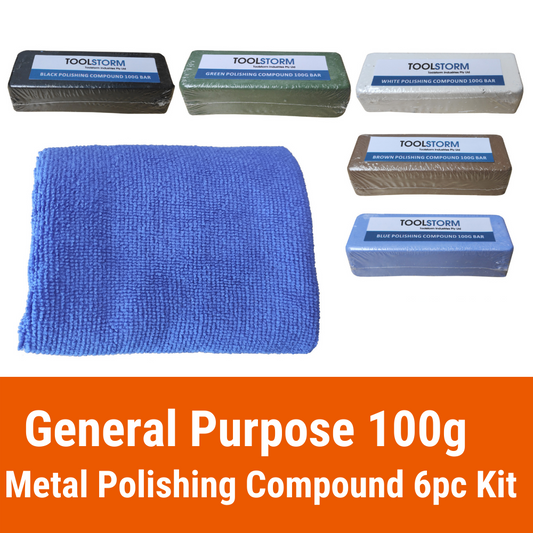 General Purpose 100g Metal Polishing Compound 6pc Kit Fit Bench grinder Drill