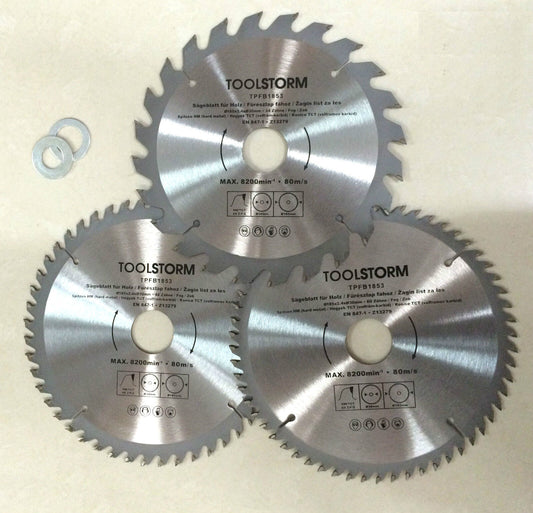 *3PC Circular Saw Blades 185mm 24T,48T,60Teeth 30MM BORE With 3 Reduction