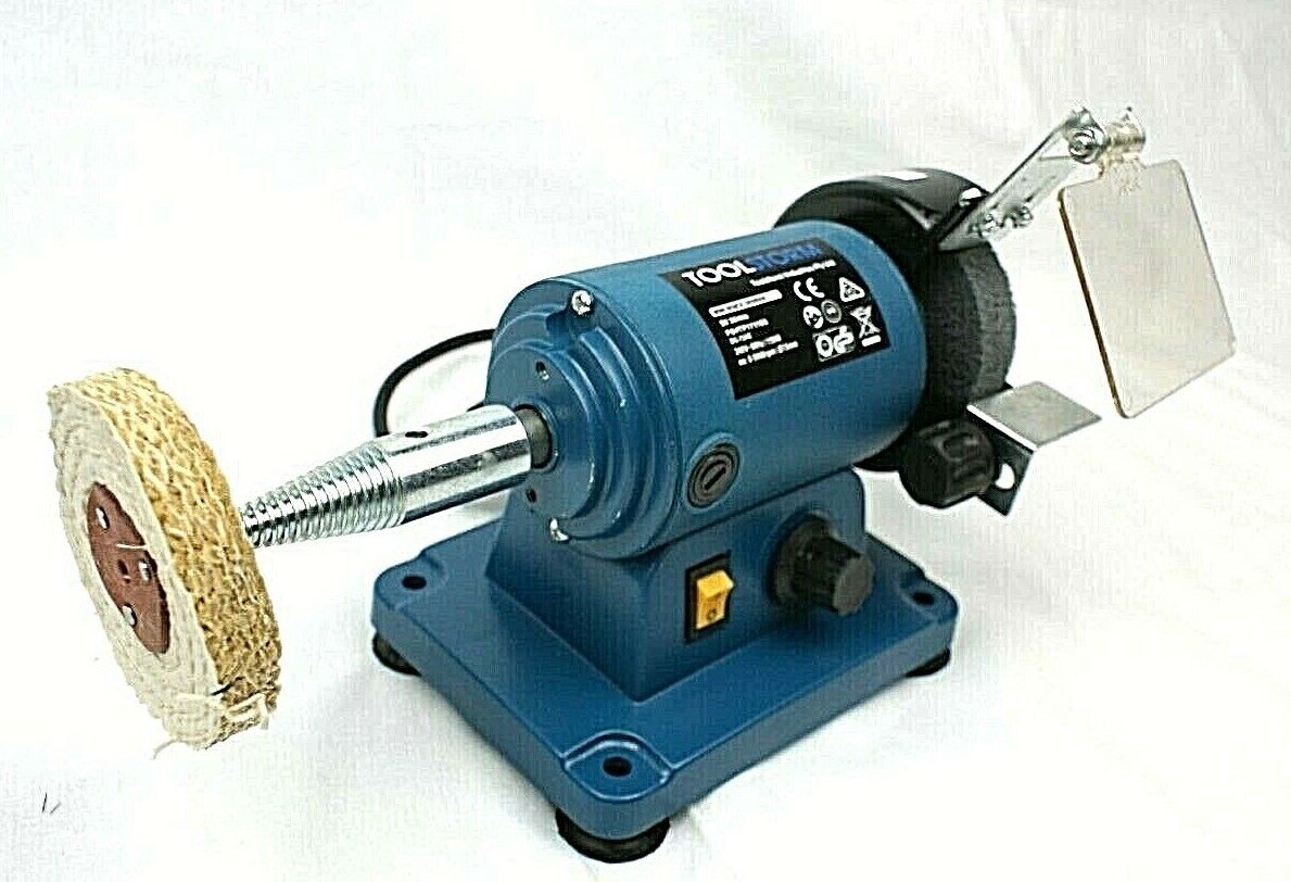 3" 150W Mini Bench Grinder Polisher With TOOLSTORM 3" Metal Polishing Kit