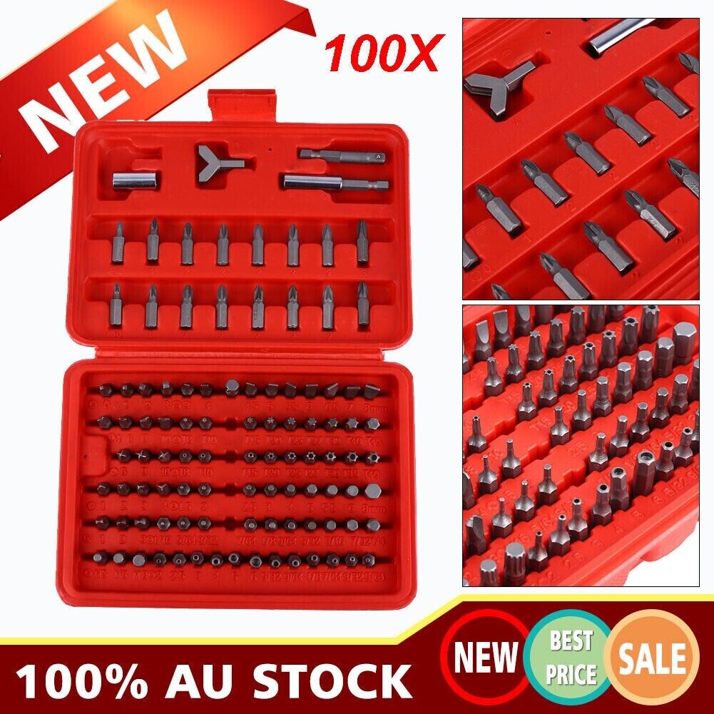100pc Security Bit Set | Metric & SAE Tamper Proof Torx Star Hex Key Screwdriver
