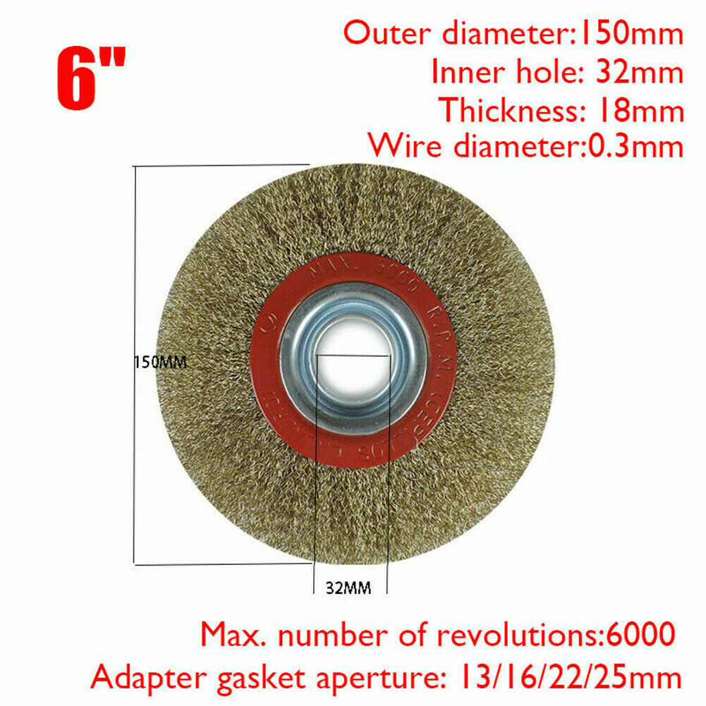 Steel Wire Brush 6″ 150mm Fit DETROIT BENCH GRINDER DETBG150 SABER SABBR550