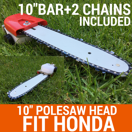 POLESAW CHAINSAW HEAD W/10" OR 12" BAR+2CHAIN BRUSHCUTTER FIT HONDA GX25/GX35