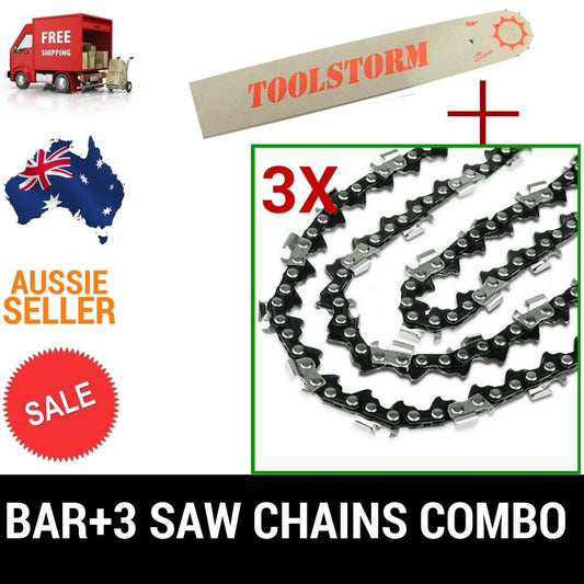 12" BAR & 3 CHAIN For TOOLSTORM 4-STROKE Brush Cutter Chainsaw Trimmer Backpack