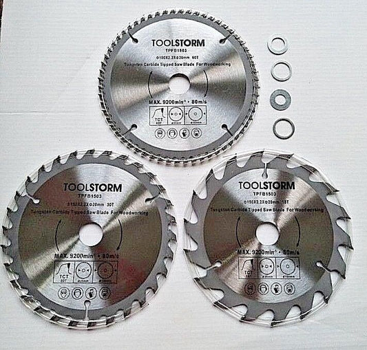 3PC TCT CIRCULAR SAW BLADES 150MM  18T 30T 60T ARBOR 20/16/15.88/12.75/10mm